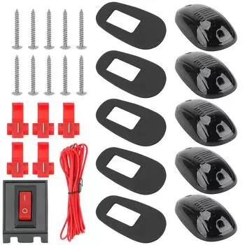 9 светодиодных черных дымчатых линзовых ламп для автомобиля, 5 шт., для грузовиков, внедорожников, DC 12 В/24 В, фары для крыши, габаритные огни для крыши кабины автомобиля