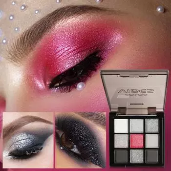 9 темных шариков теней для век матовый серебристо-серый угольно-черный цементный лоток Flash Powder Easy Color водостойкая палитра теней для век