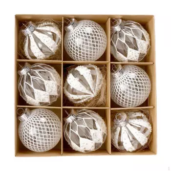 9 украшений, 7,6 см, большие подвесные рождественские украшения, небьющиеся шары, елка White Clear