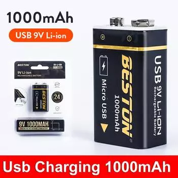 9 В 1000 мАч Micro USB 9 В литий-ионная аккумуляторная батарея 6F22 9 В литий-ионная аккумуляторная батарея для модели радиоуправляемого вертолета микрофон игрушечный многофункциональный аккумулятор 1pcs