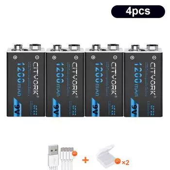 9 В 1200 мАч 6F22 USB литий-ионный аккумулятор 9 В литиевый для мультиметра, микрофона, игрушки, дистанционного управления, использования KTV 2 чёрный