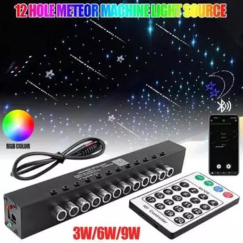 9 Вт 12 отверстий RGBW метеоритный потолок автомобиль звездное небо волоконно-оптический свет Bluetooth приложение RF управление крыша автомобиля эффект звездной съемки свет
