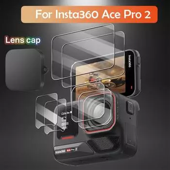 9 в 1 для Insta360 Ace Pro 2 Аксессуары Закаленное стекло Защитная пленка для экрана Insta 360 AcePro 2 Защитная крышка для объектива/экрана/передней панели