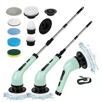 9-в-1 Многофункциональная беспроводная электрическая щетка для чистки, бытовая щетка для кухни, ванной комнаты, USB, ручные вращающиеся чистящие инструменты белый