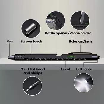 9 в 1 многофункциональная ручка для наполнения чулок крутой гаджет подарок для мужчины папы мужа от дочери 16.5 cm чёрный