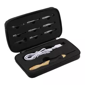 9 в 1 USB перезаряжаемые светящиеся крючки для вязания ручные швейные инструменты для плетения (Ручка с силиконом)