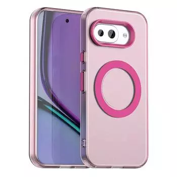 9a Magnetic for Magsafe Matte Phone Case for Google Pixel 9A Pixel9 A 9Pro XL Candy Color Полупрозрачный PC + TPU Защитный противоударный бампер for pixel 9A розовый