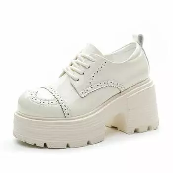 9CM Genuine Leather Booties Autumn Female Women Boots Casual Spring Pumps Mary Jane Platform Wedge Flats Breathable Shoes 34