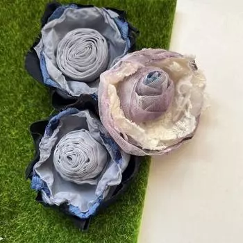 9CM Handmade Rose Fabric Artificial Flowers For Wedding Dress Clothing Hats Decoration Headdress Headband Flower