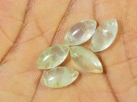 9Cts. Натуральный зеленый пренит кабошон маркиз драгоценный камень 05 шт. лот 5X12MM RQ-1931