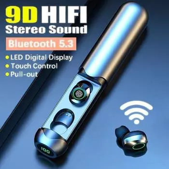 9D HiFi стереозвук] Мини-настоящие беспроводные наушники-вкладыши с сенсорным управлением, наушники с шумоподавлением, водонепроницаемая спортивная беспроводная гарнитура со светодиодным дисплеем