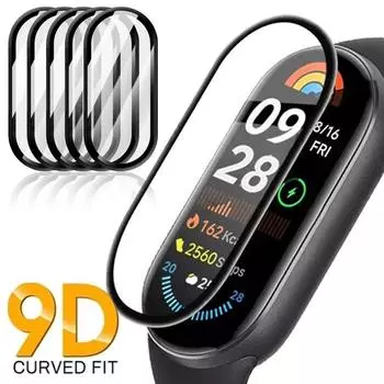 9D изогнутая полная антицарапающая прозрачная мягкая пленка для Xiaomi Mi Band 9 Active 5PCS