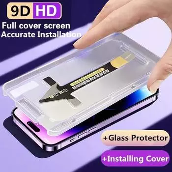 9D полное покрытие закаленное стекло для iPhone 14 13 12 11 Pro Max доставить крепление средства защиты экрана iPhone X XR XS MAX 14 Plus стекло For iphone 14