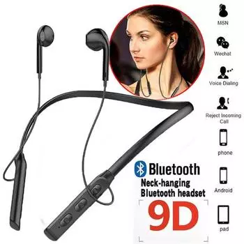 9D Super Bass Bluetooth-гарнитура с шейным ремешком Водонепроницаемые: да Спортивные наушники с микрофоном для смартфона IOS Android