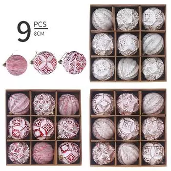 9pcs 8cm Painted Christmas Balls Pendant Shatterproof Reusable Electroplated Hanging Balls Elegant Plastic other серебряный