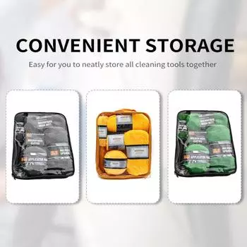 9pcs Car Wash Cleaning Kits Cleaning Gloves/Towels/Rags/Applicator Pad/Sponges/Wheel Brushes for Car Washing жёлтый