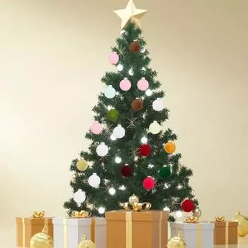 9Pcs Christmas Ball Ornaments Shatterproof Flocked Round Plastic Hanging Balls for Christmas B