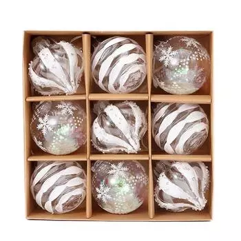 9Pcs Christmas Balls Exquisite Champagne Rose Gold Decorative Ball Christmas Tree Hanging Ornament Christmas Holiday Party Decor - синий