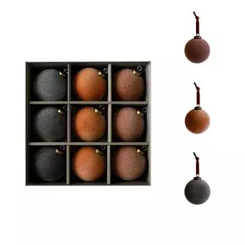 9pcs Flocking Christmas Hanging Balls 8cm Xmas Tree Ornaments Wedding Party Supplies Style 4