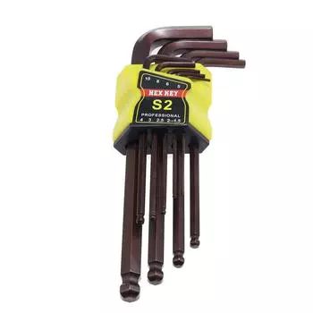 Набор из 9 шестигранных ключей-шестигранников с шаровой головкой, многофункциональный гаечный ключ, набор отверток, материал S2, высокая твердость