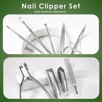 9Pcs Manicure Sets Pedicure Kits Stainless Steel Nail Clipper Personal Care Tools with PU Leather Case