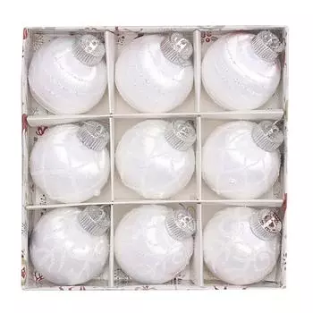 9pcs Plastic Christmas Silk Thread Balls Round Christmas Tree Hanging Ball Home Xmas Decor