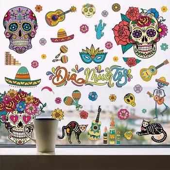 9шт 20см * 30см праздничная атмосфера украшения наклейки стеклянные наклейки витрины 1