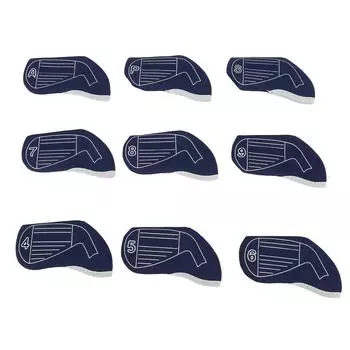 9шт чехлов для клюшек для утюгов Club Iron, защитный чехол для клюшек, пыленепроницаемый, устойчивый к царапинам, подходит для большинства утюгов, синий