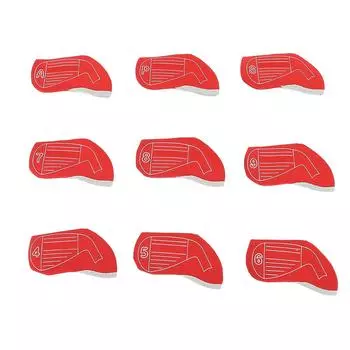 9шт. комплект чехлов для клюшек, тканевые противоударные противоскользящие защитные чехлы для клюшек Iron, красные