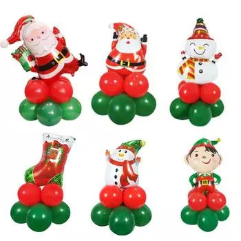 9шт Рождественские воздушные шары Стенд Воздушный шар Фольга Партия Дети Веселая рождественская елка Декор A