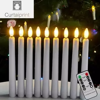 9шт светодиодные свечи электронные мерцающие огни пламя таймер пульт дистанционного управления длинный конус для свечей день рождения украшения свадьба светодиодные свечи