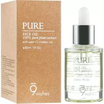 9WISHES Pure Face Oil 30 мл, стойкое, увлажняющее, сияющее лицо, натуральное растительное масло, корейская косметика, Kbeauty, пробник
