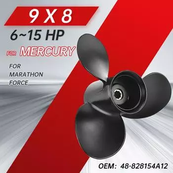 9x8 для Tohatsu Mercury Nissan 6hp 8hp 9,9hp 10hp 15hp подвесной винт 9*8 лодочный мотор пропеллер из алюминиевого сплава 3 лезвия 8 шлицев