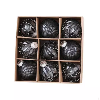 9x черных рождественских шаров, безделушек, 3,15 дюйма, сезонное украшение для рождественской елки на свадьбу