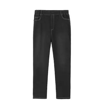 9XL эластичные черные женские высококачественные джинсы свободного покроя, джинсовые брюки большого размера XL темно-синий