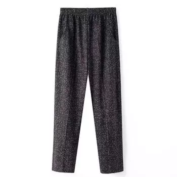 9XL Большие брюки для бабушки с эластичным поясом и цветочным принтом Свободные брюки для женщин среднего и пожилого возраста Плотные брюки из бархата Тонкие брюки весна-осень 9XL