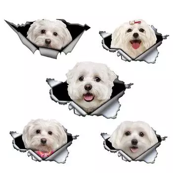 A0108 #13 см/17 см 3D самоклеящаяся наклейка милая мальтийская собака наклейка на автомобиль водостойкая автодекорация на бампере заднее окно ноутбука Width 13cm
