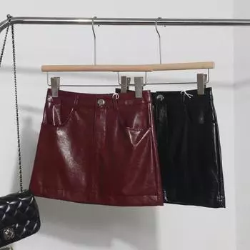 A07 Юбка-мини из искусственной кожи А-силуэта - Дизайн, защищающий от воздействия окружающей среды