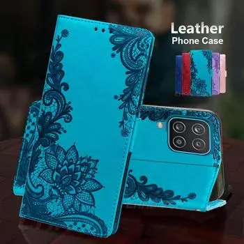 A12 A32 A02S A32 A42 A52 A72 чехол с тиснением цветка кожаный флип-обложка для книги для Samsung Galaxy A12 A02 A02S A42 A52 A72 A22 A32 4G 5G чехлы-кошельки для телефонов Samsung Galaxy A02 красный