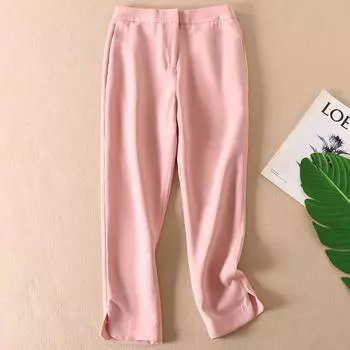 A150 Drape High Waist All-Matching Nine Points Work Clothing Pencil Pants Pink XS