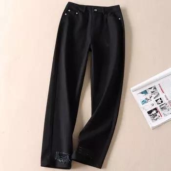 A15 200 Match Fashion Holes High Waist Harem Jeans Black M