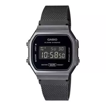 A168wemb 1b [caSio] Цифровые наручные часы Стандартные мужские S женские детские сетчатый металлический ремешок черный