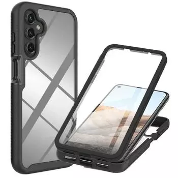 A16 A15 4G 5G 2024 Кристаллический чехол Передняя ПЭТ-пленка 360 Защитная пленка для Samsung A55 5G Чехол для телефона Funda Galaxy A35 A15 A 55 35 Задняя крышка Samsung A55 5G&Case and PET Film чёрный