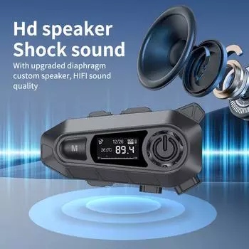 A1 Мотоциклетный шлем Гарнитура Bluetooth ЖК-дисплей Эквалайзер Звуковой эффект Высокое разрешение IPX6 Водонепроницаемый стерео FM-радио Наушники красный