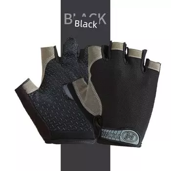 A1q006 Fitness Gloves Sports Outdoor Bicycle Cycling Gloves Sun Protection for Men and Women Breathable Non Slip Half Finger Gloves Q006 Black L