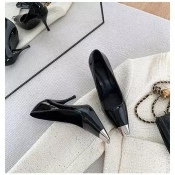 A202 high heels stiletto sexy not tired feet fashion black high-end large size single shoes 33