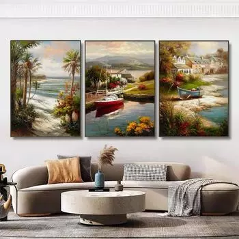 A2 A3 A4 Пейзажный Плакат Лодка Залив Пляж Холст Картина Классический Домашний Декоративные Настенные Картины Печать Куадрос Без Рамки Без Рамки 21*30cm