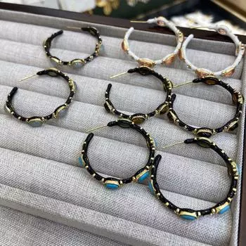 A3-3-19899 Эмаль капает маслом серьги из натурального камня бирюза серьги из тигрового глаза серьги из глазурованного камня