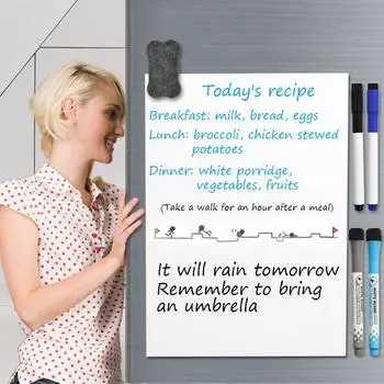 A3 A4 A5 PET Магнитная наклейка на холодильник Маленькая мягкая белая доска стираемая доска для сообщений для домашнего офиса с ручкой A5:14.8 * 21cm