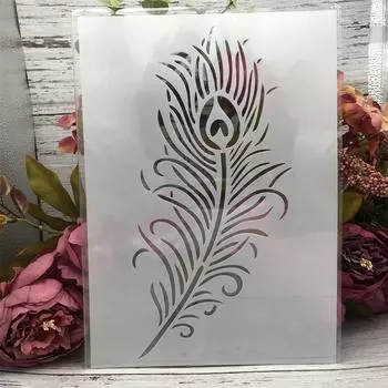 A4 29*21 см большое павлинье перо DIY многослойные трафареты настенная живопись раскраска для скрапбукинга тиснение альбом декоративный шаблон белый